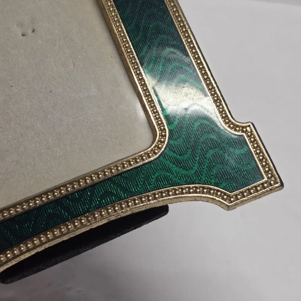 Vtg Terragrafics French Empire Picture Frame Green Gold Hollywood Regency